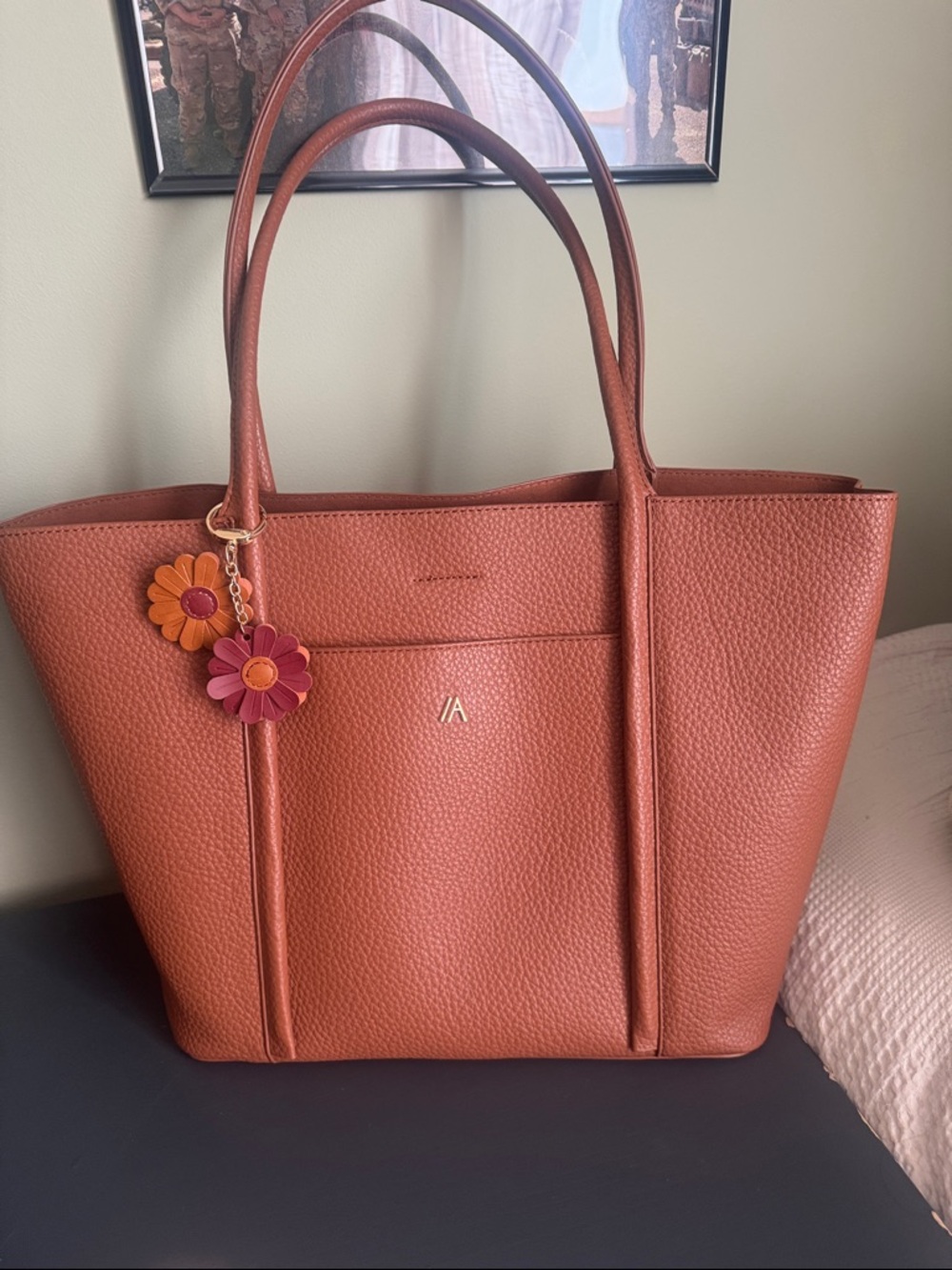 Izzy Ali Pebbled Leather Tote in Brown